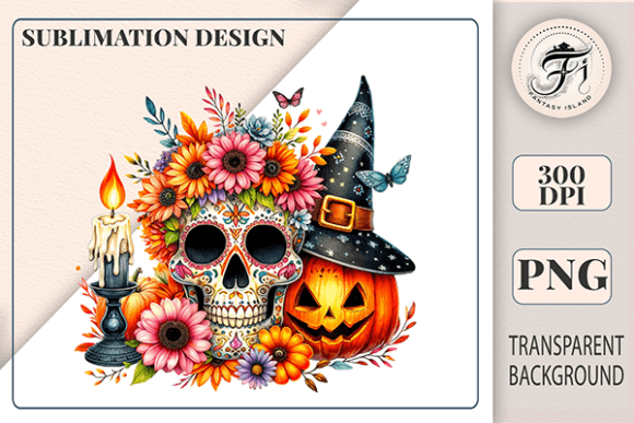 Download Sugar Skull Halloween Boho Clipart PNG - Boho Collection