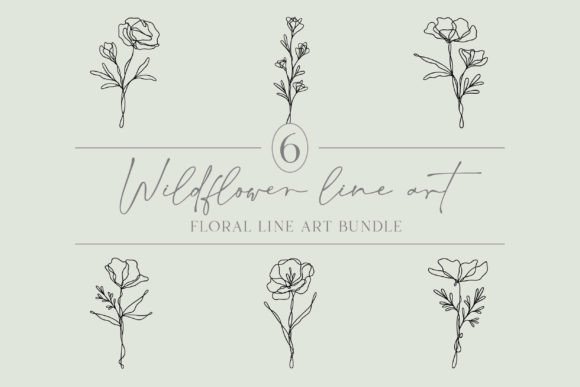 Download Flower Line Art Bundle | Floral Graphics - Floral Collection