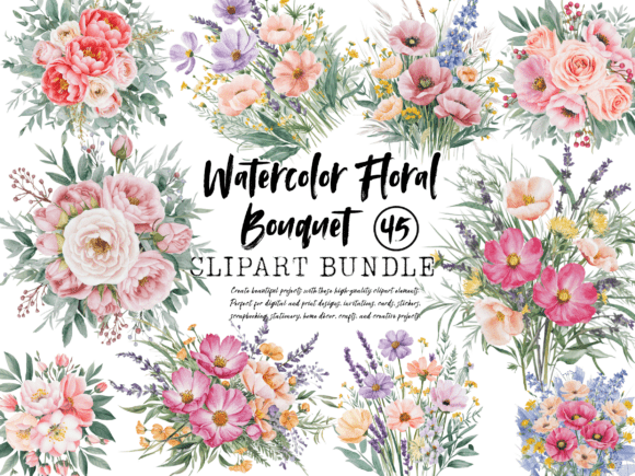 Download Vintage Watercolor Floral Bouquet Clipar - Floral Collection