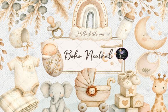 Download Boho Neutral Baby Shower Clipart - Boho Collection