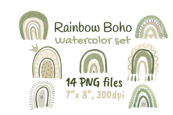 Download Neutral Rainbow Boho Watercolor Clipart - Boho Collection
