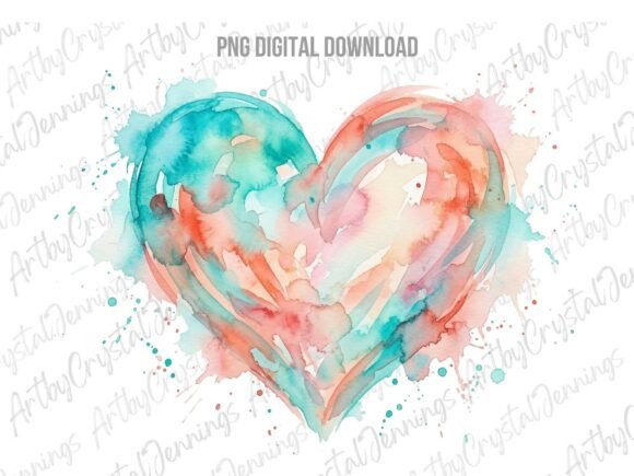Download Boho Watercolor Alcohol Ink Heart PNG - Boho Collection