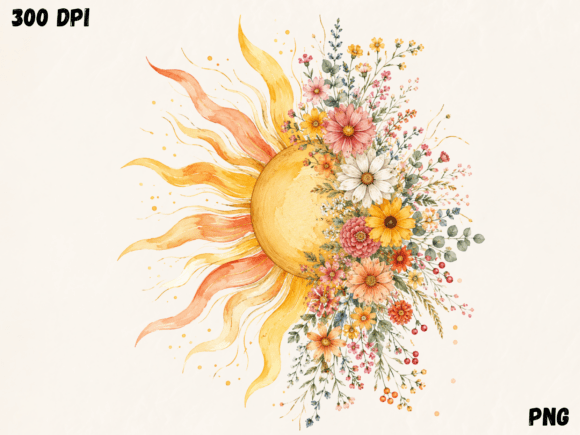 Download Floral Sunshine Watercolor PNG, Summer S - Floral Collection