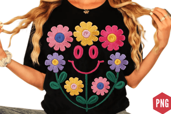 Download Faux Yarn Retro Smiley Face Floral PNG D - Floral Collection