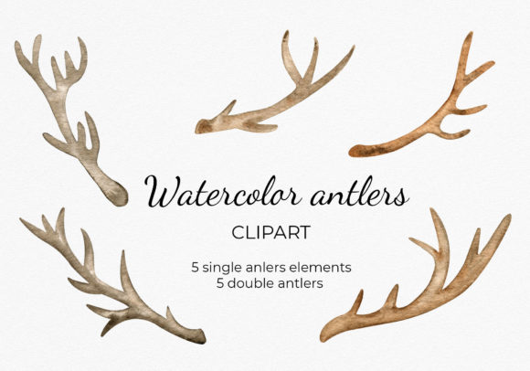 Download Watercolor Boho Deer Antlers Clipart - Boho Collection