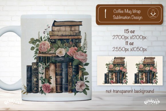 Download Floral Book Lover Mug Png Vintage Design - Floral Collection