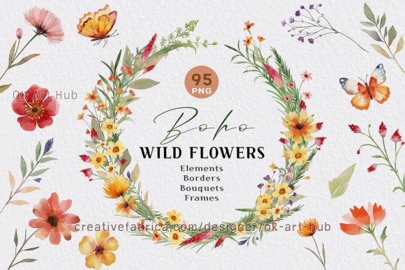 Download Boho Watercolor Wildflowers - Boho Collection