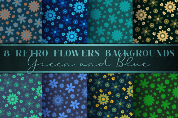 Download Green Teal Vintage Floral Digital Papers - Floral Collection