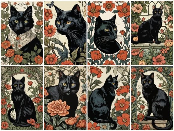 Download 32 Images Floral Black Cat - Floral Collection