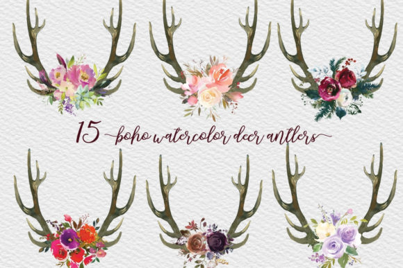 Download Boho Deer Anddeer Flowers, Horns, Antler - Boho Collection