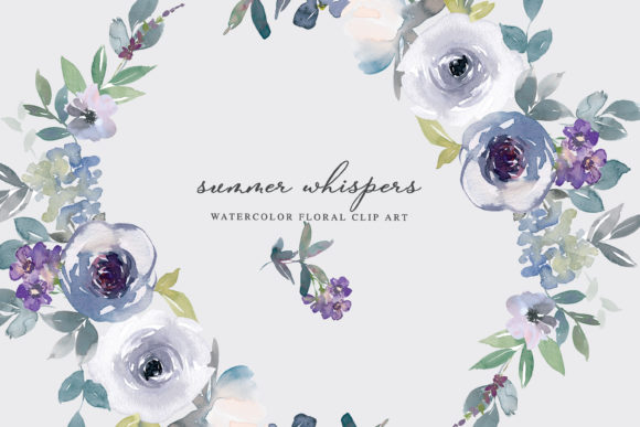 Download Blue Purple and White Watercolor Floral - Floral Collection