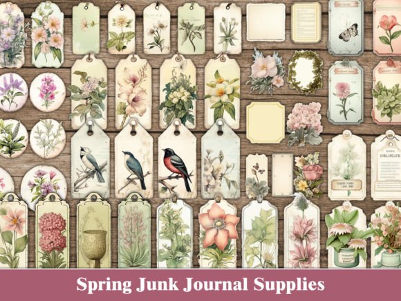Download Floral Spring Tags Junk Journal Supplies - Floral Collection